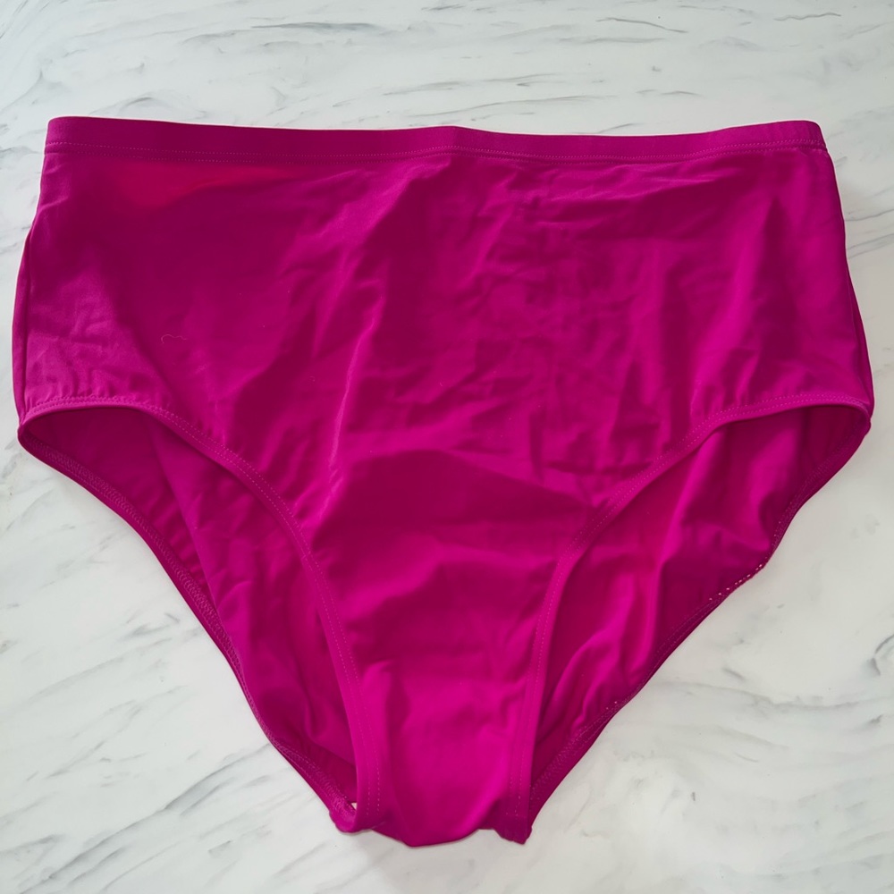 Fit 4 u neon pink bottoms briefs swim bathing suit high waist new 20 w